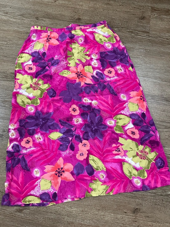 Allison Taylor Dresses & Skirts - Vintage Allison Taylor Bright Fuchsia Floral Midi Skirt with Purple and Lime